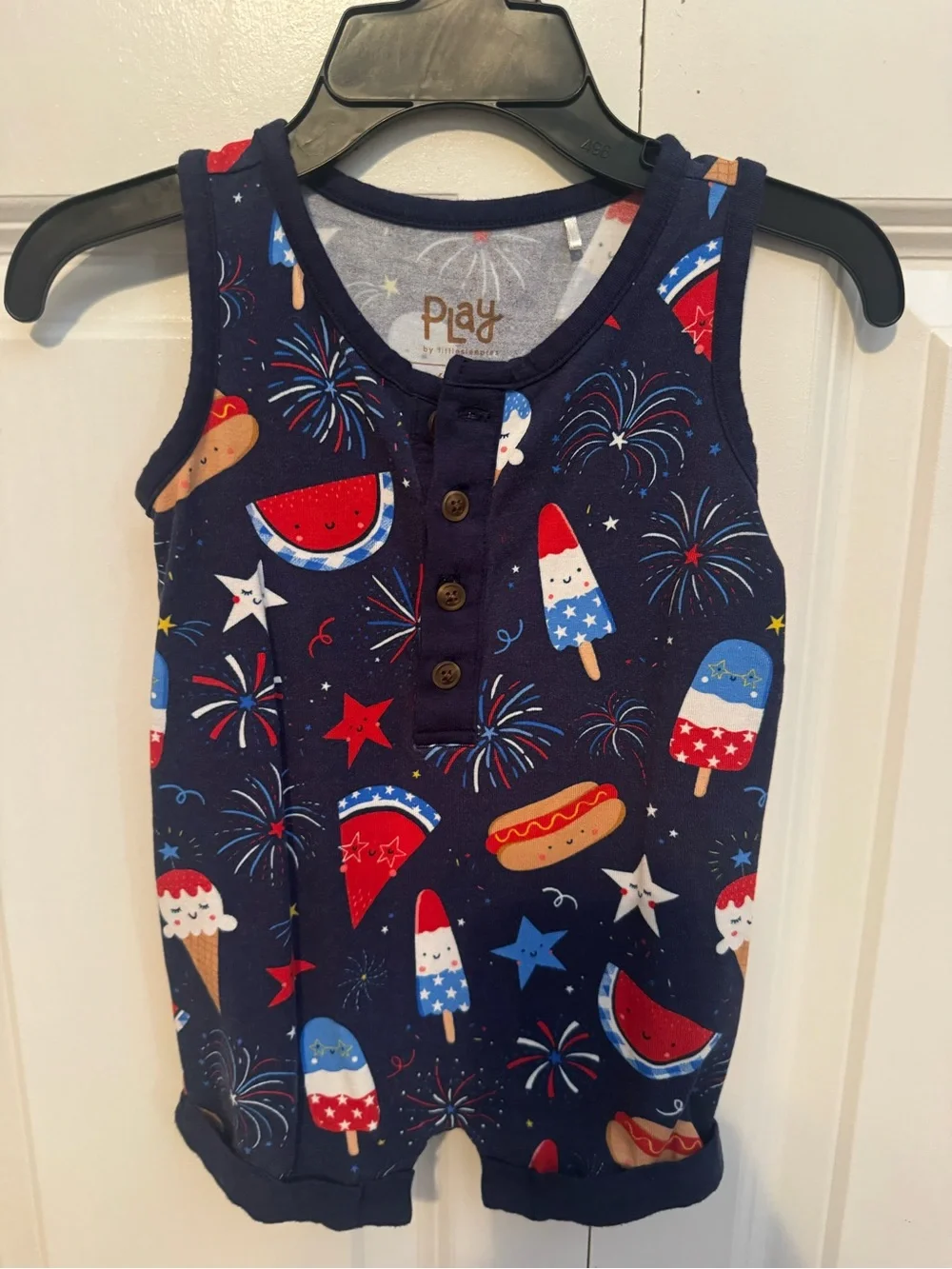 Little Sleepies Navy Red White & Blue Fireworks Americana One-Piece